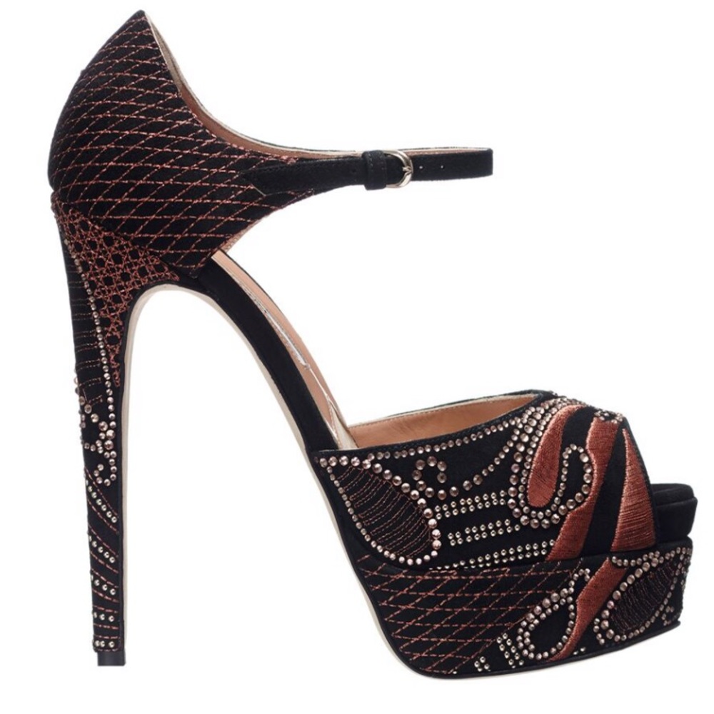 Brian Atwood embroidered TRIBECA platform